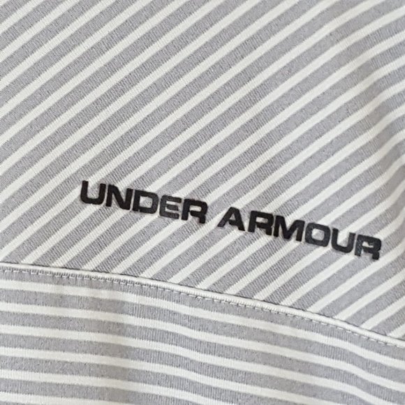 Under Armour Gray Striped Short Sleeve Polo Shirt - Picture 3 of 4